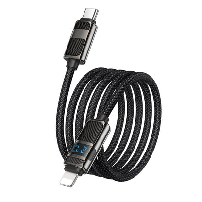 hoco U137 USB-C / Type-C to 8 Pin Line PD Charging Data Cable with Display, Length:1.2m(White)