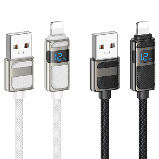 hoco U137 USB to 8 Pin Line 2.4A Charging Data Cable with Display, Length:1.2m(White)