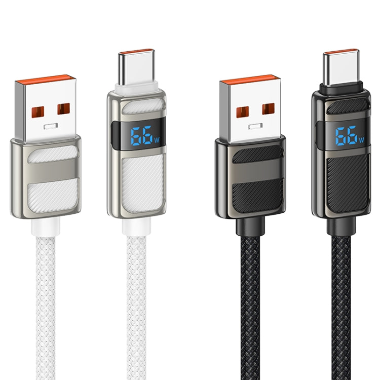hoco U137 USB to USB-C / Type-C 5A Line Charging Data Cable with Display, Length:1.2m(White)