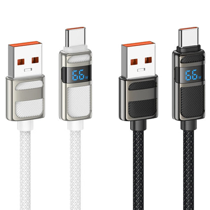hoco U137 USB to USB-C / Type-C 5A Line Charging Data Cable with Display, Length:1.2m(White)