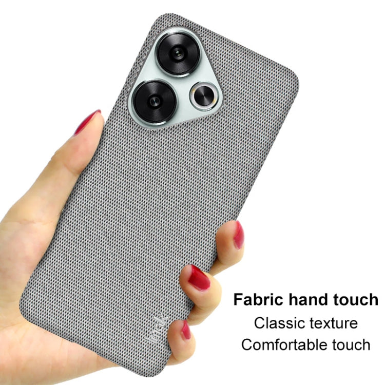 Pour Xiaomi Poco F6 5G Étui de téléphone imak Ruiyi Series en tissu texturé PU + PC (Gris clair)