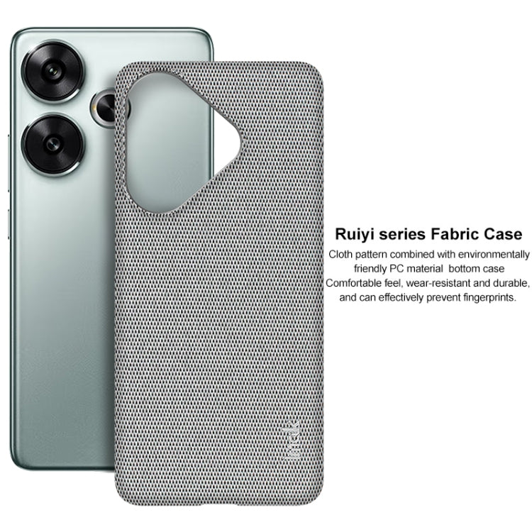 Pour Xiaomi Poco F6 5G Étui de téléphone imak Ruiyi Series en tissu texturé PU + PC (Gris clair)