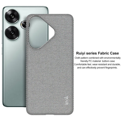 Pour Xiaomi Poco F6 5G Étui de téléphone imak Ruiyi Series en tissu texturé PU + PC (Gris clair)