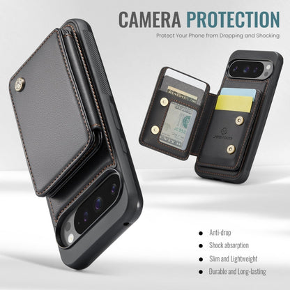 For Google Pixel 9 Pro XL JEEHOOD J05 Business Magnetic Style RFID Leather Phone Case(Black)