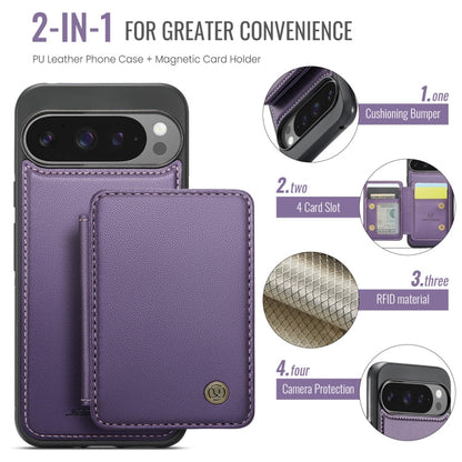 Pour Google Pixel 9 Pro XL JEEHOOD J05 Étui de téléphone en cuir RFID de style professionnel magnétique (violet)