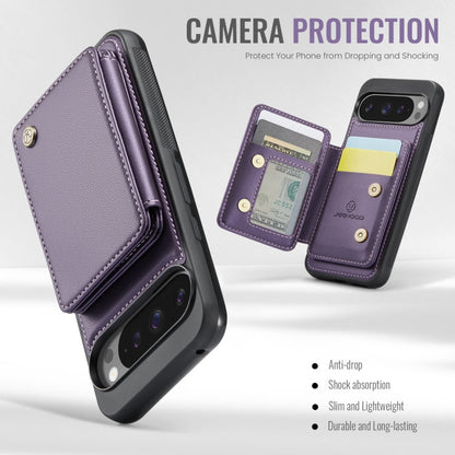 Pour Google Pixel 9 Pro XL JEEHOOD J05 Étui de téléphone en cuir RFID de style professionnel magnétique (violet)