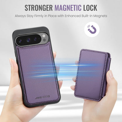 Pour Google Pixel 9 Pro XL JEEHOOD J05 Étui de téléphone en cuir RFID de style professionnel magnétique (violet)