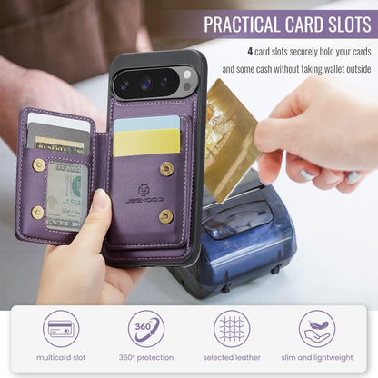 Pour Google Pixel 9 Pro XL JEEHOOD J05 Étui de téléphone en cuir RFID de style professionnel magnétique (violet)