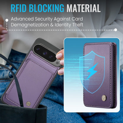 Pour Google Pixel 9 Pro XL JEEHOOD J05 Étui de téléphone en cuir RFID de style professionnel magnétique (violet)