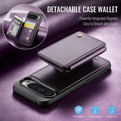 Pour Google Pixel 9 Pro XL JEEHOOD J05 Étui de téléphone en cuir RFID de style professionnel magnétique (violet)