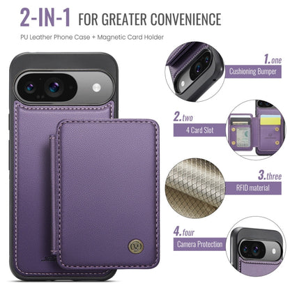For Google Pixel 9 / 9 Pro JEEHOOD J05 Business Magnetic Style RFID Leather Phone Case(Purple)