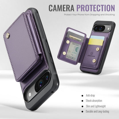 For Google Pixel 9 / 9 Pro JEEHOOD J05 Business Magnetic Style RFID Leather Phone Case(Purple)