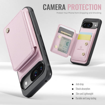 For Google Pixel 9 / 9 Pro JEEHOOD J05 Business Magnetic Style RFID Leather Phone Case(Pink)
