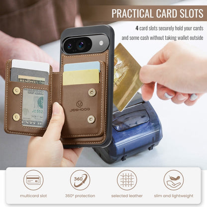 For Google Pixel 9 / 9 Pro JEEHOOD J05 Business Magnetic Style RFID Leather Phone Case(Brown)