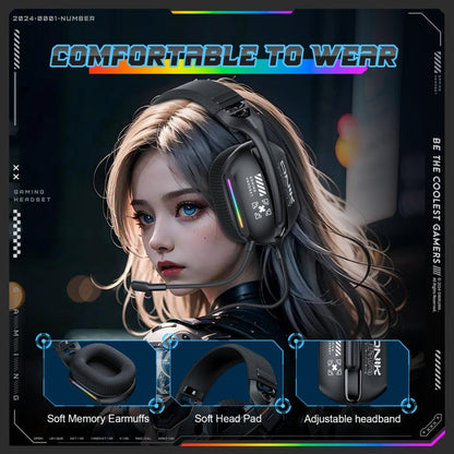 ONIKUMA X12 USB /  3.5mm Wired RGB Light Gaming Headset with Mic, Cable length: 2.2m(Black)