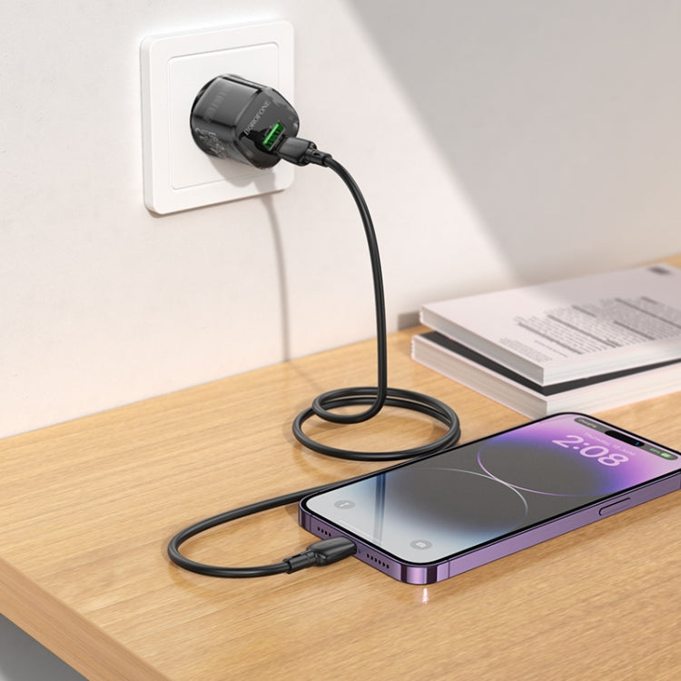 BOROFONE BN17 PD20W USB, Type-C Charger with 1m Type-C to 8 Pin Cable Set, Plug Type:EU Plug(Black)