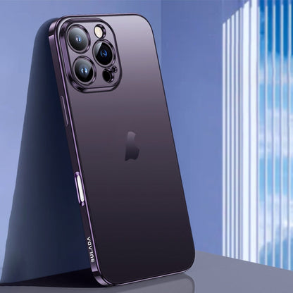 For iPhone 16 Pro Max SULADA Natural Color Series Electroplating Frosted TPU Phone Case(Dark Purple)