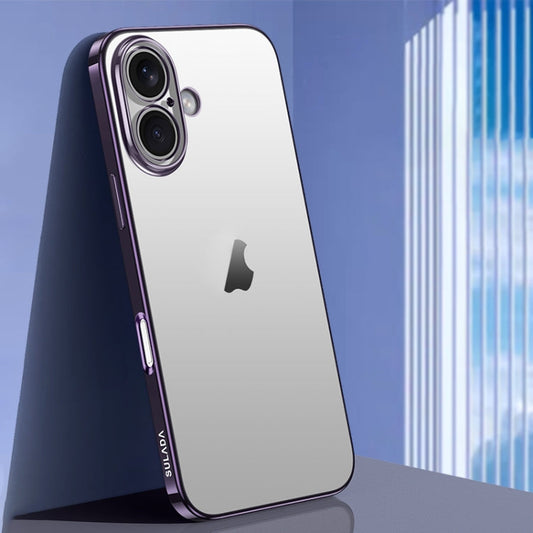 For iPhone 16 SULADA Natural Color Series Electroplating Frosted TPU Phone Case(Dark Purple)