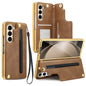 Pour Samsung Galaxy Z Fold5 VIETAO Film intégré support pliable étui de téléphone en PU (Marron)
