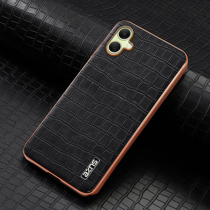 For Samsung Galaxy A06 4G AZNS Electroplated Frame Crocodile Texture Full Coverage Phone Case(Black)
