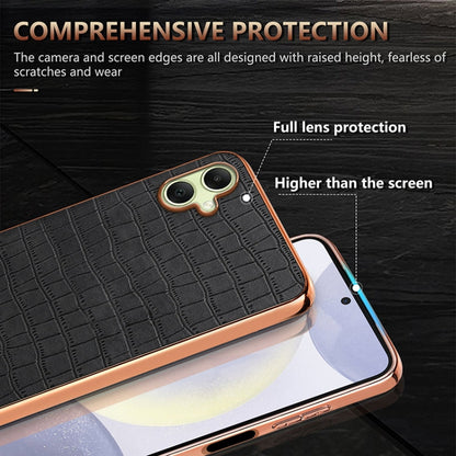 For Samsung Galaxy A06 4G AZNS Electroplated Frame Crocodile Texture Full Coverage Phone Case(Black)