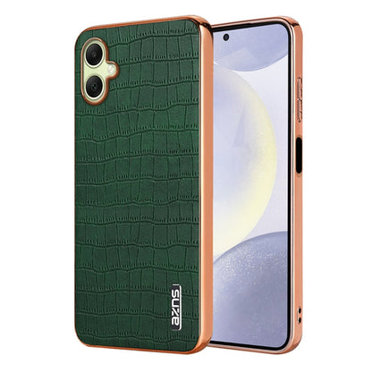 For Samsung Galaxy A06 4G AZNS Electroplated Frame Crocodile Texture Full Coverage Phone Case(Green)
