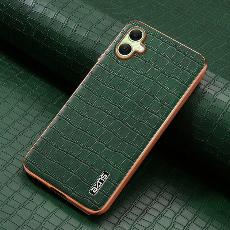 For Samsung Galaxy A06 4G AZNS Electroplated Frame Crocodile Texture Full Coverage Phone Case(Green)