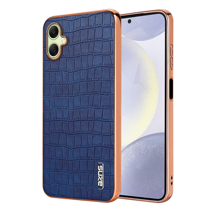 For Samsung Galaxy A06 4G AZNS Electroplated Frame Crocodile Texture Full Coverage Phone Case(Blue)