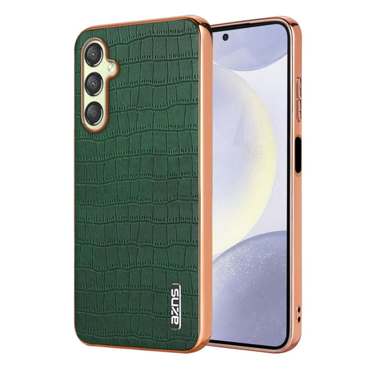 For Samsung Galaxy A16 5G AZNS Electroplated Frame Crocodile Texture Full Coverage Phone Case(Green)