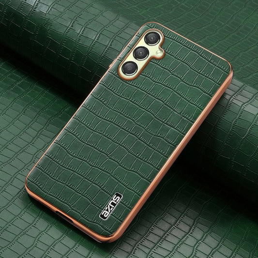 For Samsung Galaxy A16 5G AZNS Electroplated Frame Crocodile Texture Full Coverage Phone Case(Green)