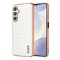 For Samsung Galaxy A16 5G AZNS Electroplated Frame Crocodile Texture Full Coverage Phone Case(White)