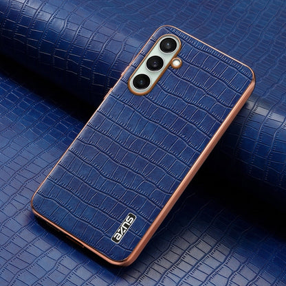 For Samsung Galaxy A36 AZNS Electroplated Frame Crocodile Texture Full Coverage Phone Case(Blue)