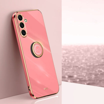 For Samsung Galaxy A16 5G XINLI Straight Edge 6D Electroplate TPU Phone Case with Ring Holder(Hawthorn Red)