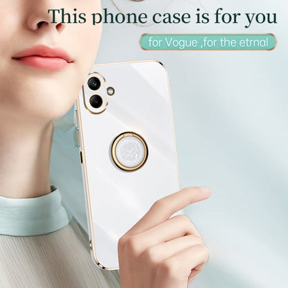 For Samsung Galaxy A06 4G XINLI Straight Edge 6D Electroplate TPU Phone Case with Ring Holder(Pink)