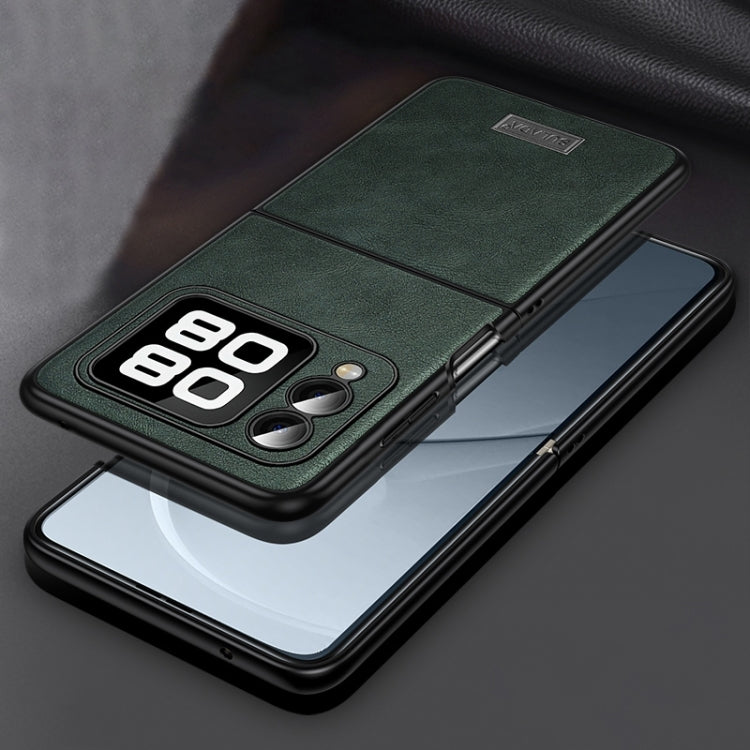 Pour Huawei nova Flip SULADA Étui de téléphone en cuir hybride TPU antichoc fait main (Vert)