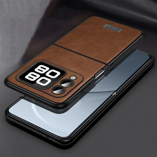 Pour Huawei nova Flip Étui de téléphone hybride antichoc en TPU et cuir fait à la main SULADA (marron)