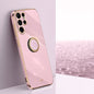 For Samsung Galaxy S25 Ultra 5G XINLI Straight Edge 6D Electroplate TPU Phone Case with Ring Holder(Cherry Purple)