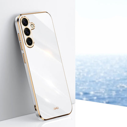 For Samsung Galaxy S25 5G XINLI Straight Edge 6D Electroplate TPU Phone Case(White)