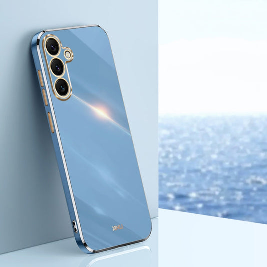For Samsung Galaxy S25+ 5G XINLI Straight Edge 6D Electroplate TPU Phone Case(Celestial Blue)
