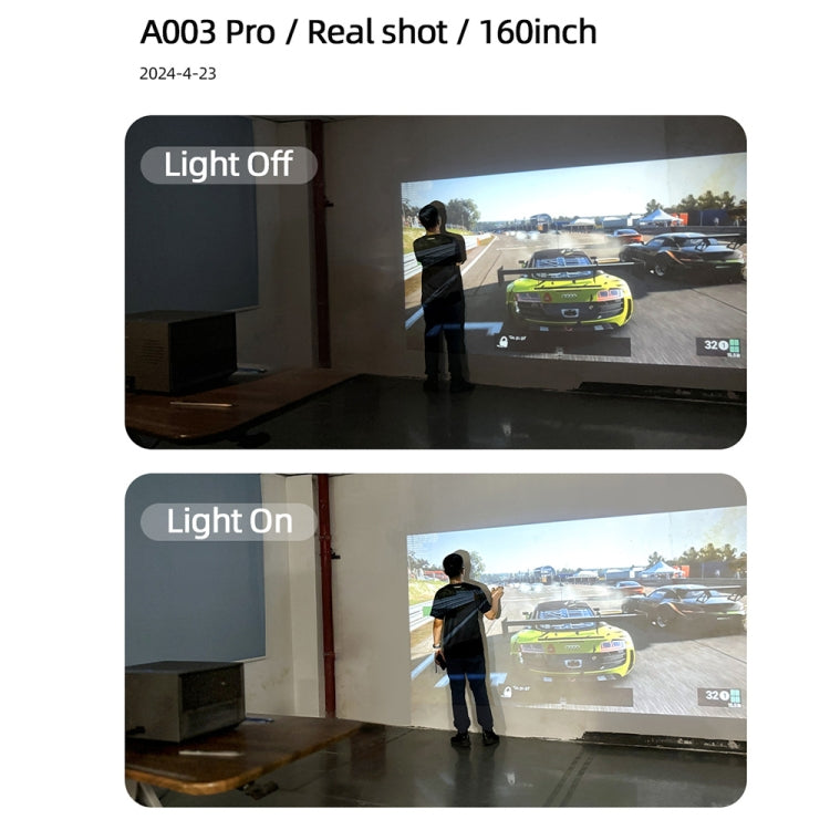 AUN A003 Pro 1920 x 1080P 350 Lumens Portable Home Theater LED HD Digital Projector, EU Plug(Grey)