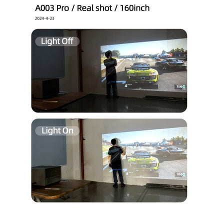 AUN A003 Pro 1920 x 1080P 350 Lumens Portable Home Theater LED HD Digital Projector, UK Plug(Grey)