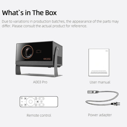AUN A003 Pro 1920 x 1080P 350 Lumens Portable Home Theater LED HD Digital Projector, UK Plug(Grey)