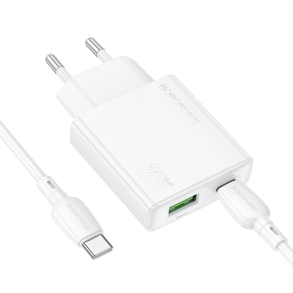 BOROFONE BN24 PD 20W USB, Type-C Charger with 1m Type-C to Type-C Cable Set, Plug Type:EU Plug(White)