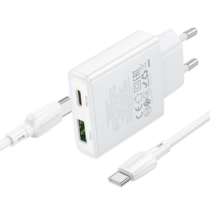 BOROFONE BN24 PD 20W USB, Type-C Charger with 1m Type-C to Type-C Cable Set, Plug Type:EU Plug(White)