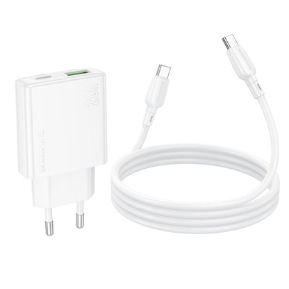 BOROFONE BN24 PD 20W USB, Type-C Charger with 1m Type-C to Type-C Cable Set, Plug Type:EU Plug(White)