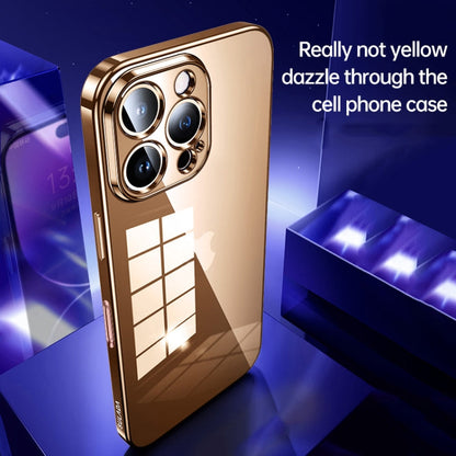For iPhone 16 SULADA Shine Through Series Plating TPU Transparent Phone Case(Gold)