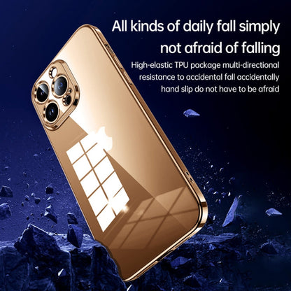 For iPhone 16 Plus SULADA Shine Through Series Plating TPU Transparent Phone Case(Gold)