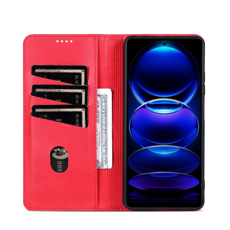 For Samsung Galaxy A16 5G AZNS Magnetic Calf Texture Flip Leather Phone Case(Red)