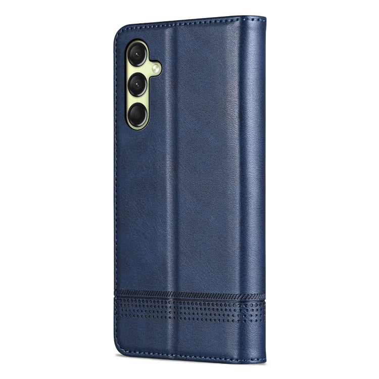 Pour Samsung Galaxy A16 5G AZNS Étui de téléphone à rabat magnétique en cuir grainé de veau (bleu foncé)