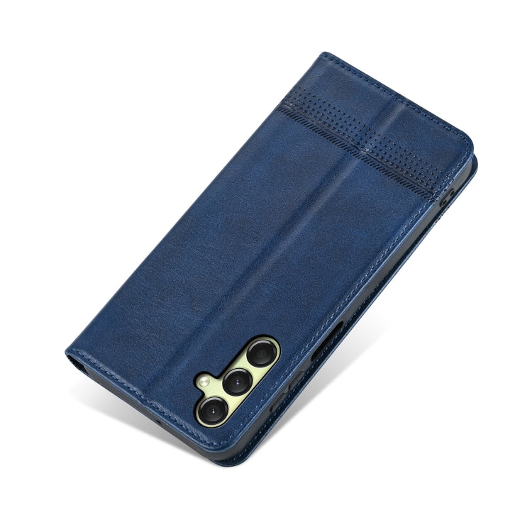 Pour Samsung Galaxy A16 5G AZNS Étui de téléphone à rabat magnétique en cuir grainé de veau (bleu foncé)